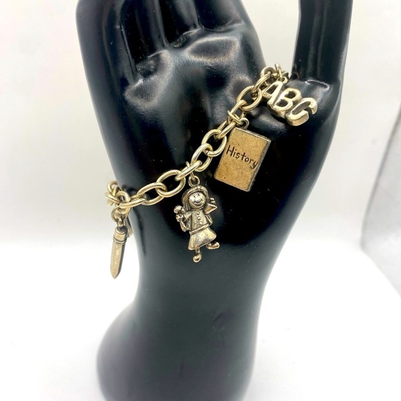Jewelry - Silver Charm Bracelet with ABC and History Charms